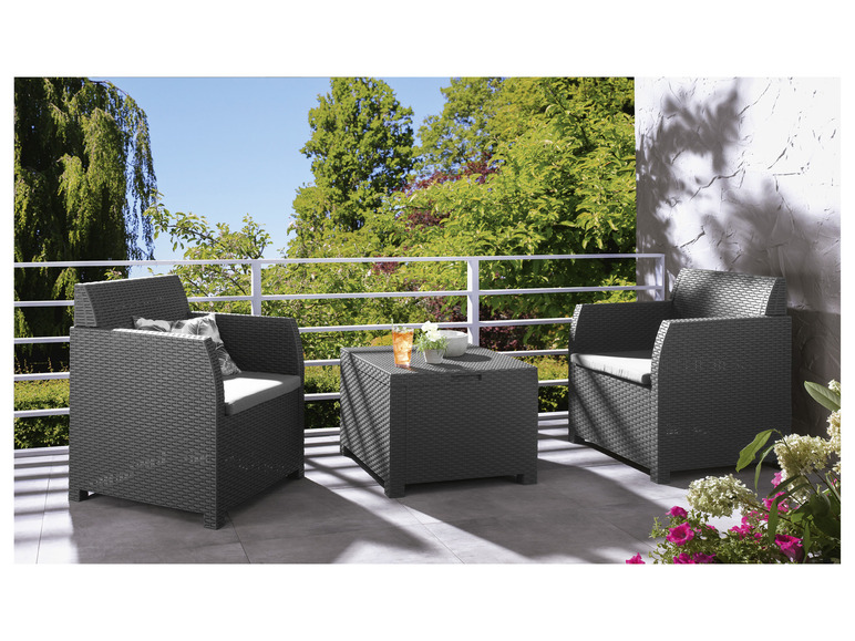 LIVARNO HOME Balkonmöbel-Set mit Stauraumfunktion, 3-teilig