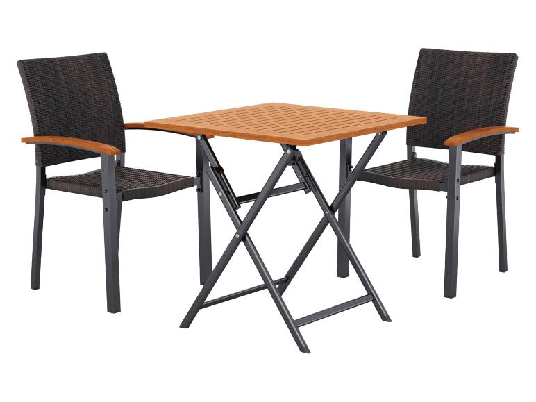 GREEMOTION Geflecht-Set »Valencia«, 3-teilig, Klapptisch & 2 Stapelstühle